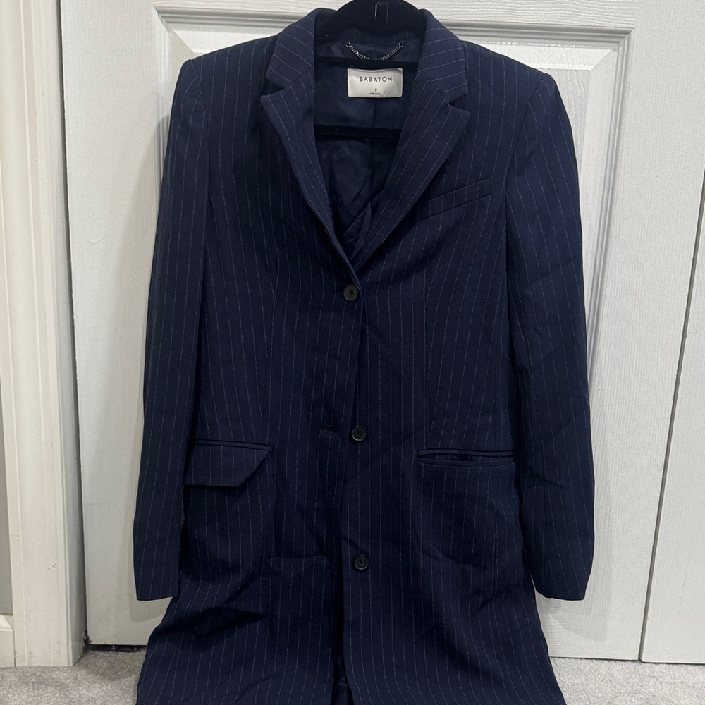 Navy Pinstripe Blazer trench
